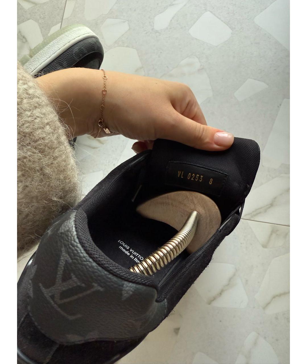 LOUIS VUITTON Черные кожаные низкие кроссовки / кеды, фото 6