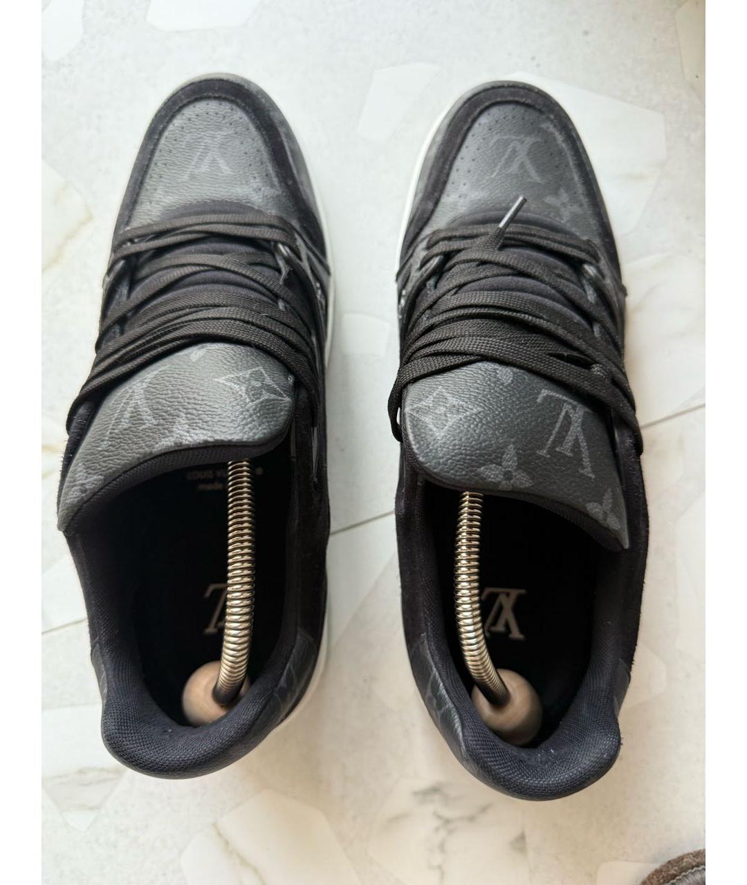 LOUIS VUITTON Черные кожаные низкие кроссовки / кеды, фото 3