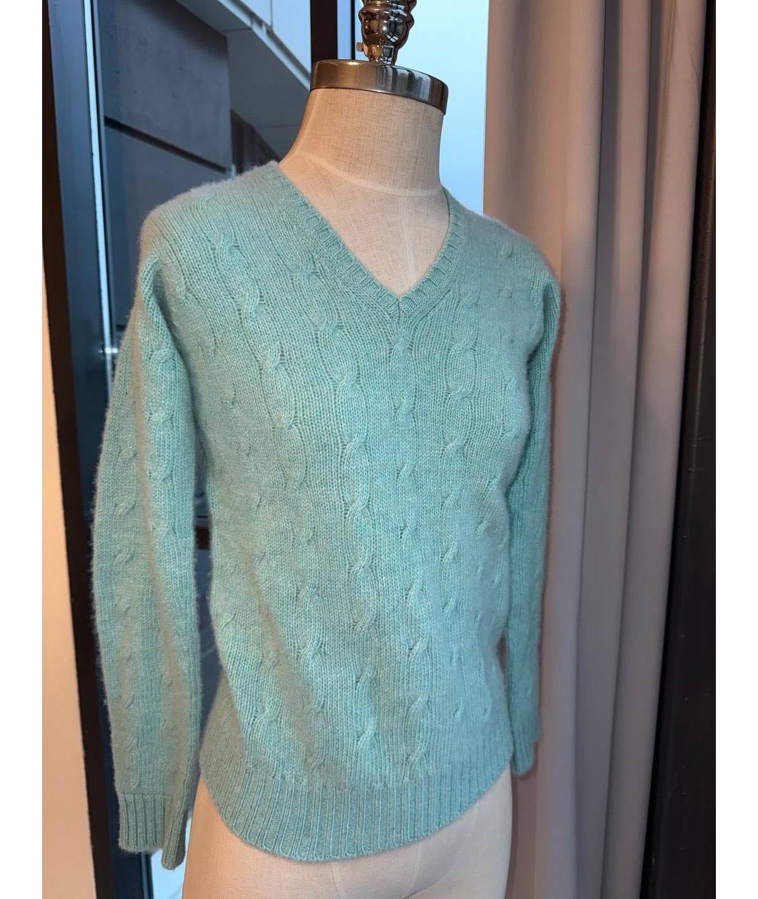 BALLANTYNE Бирюзовый хлопко-эластановый джемпер / свитер, фото 5