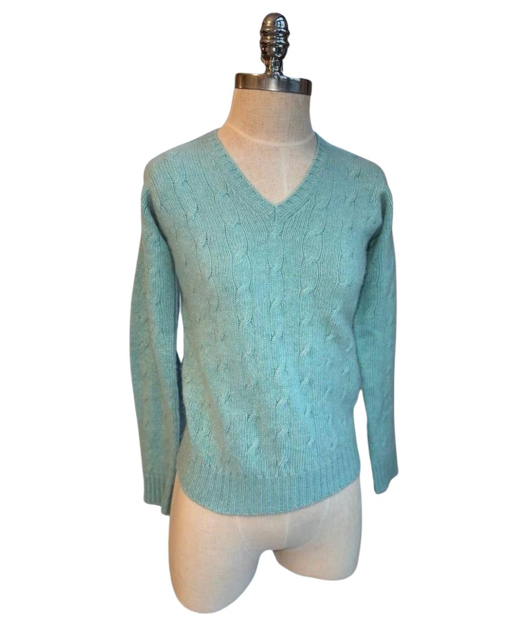 BALLANTYNE Бирюзовый хлопко-эластановый джемпер / свитер, фото 7