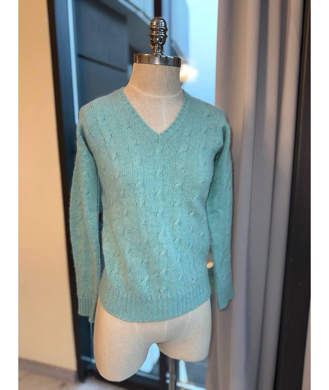 BALLANTYNE Бирюзовый хлопко-эластановый джемпер / свитер, фото 6