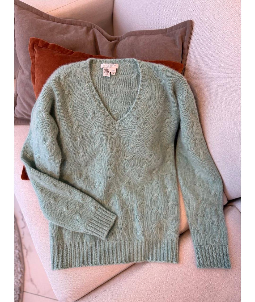 BALLANTYNE Бирюзовый хлопко-эластановый джемпер / свитер, фото 4