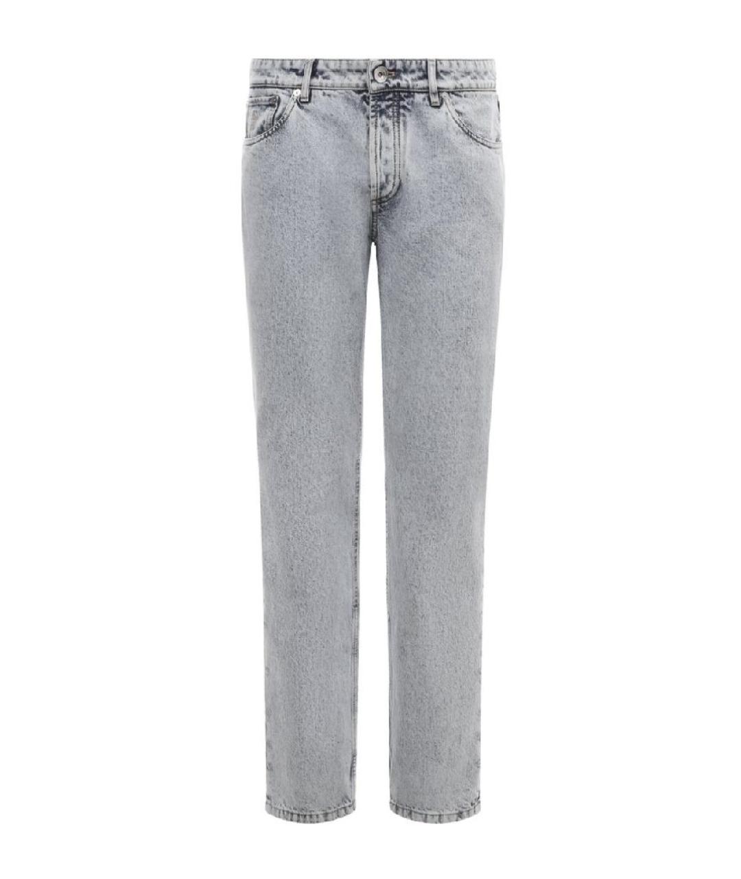 BRUNELLO CUCINELLI Голубые хлопковые прямые джинсы, фото 9