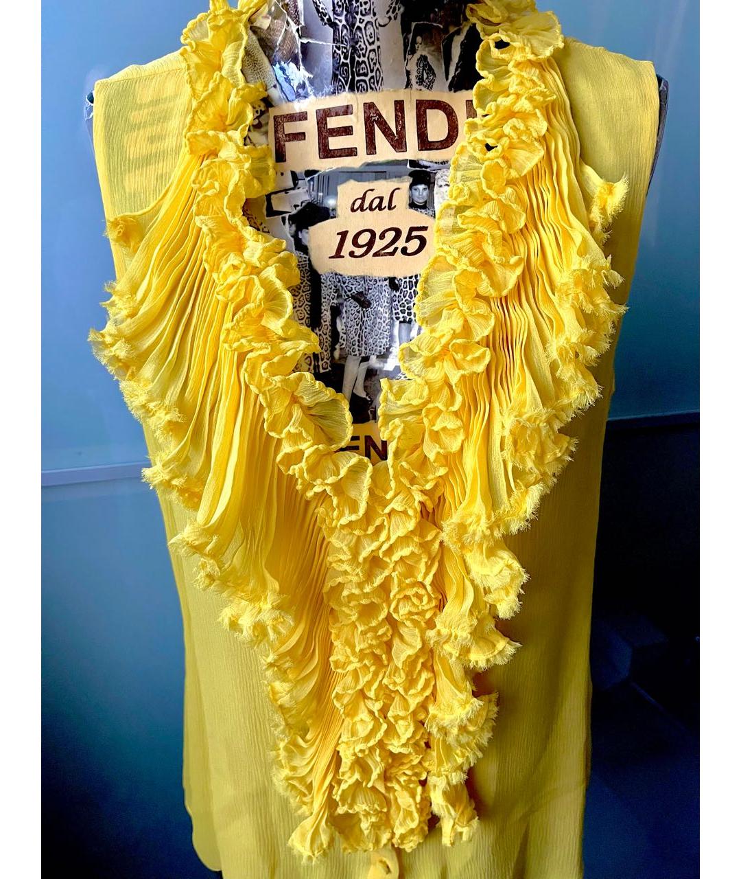 OSCAR DE LA RENTA Желтая шелковая блузы, фото 3