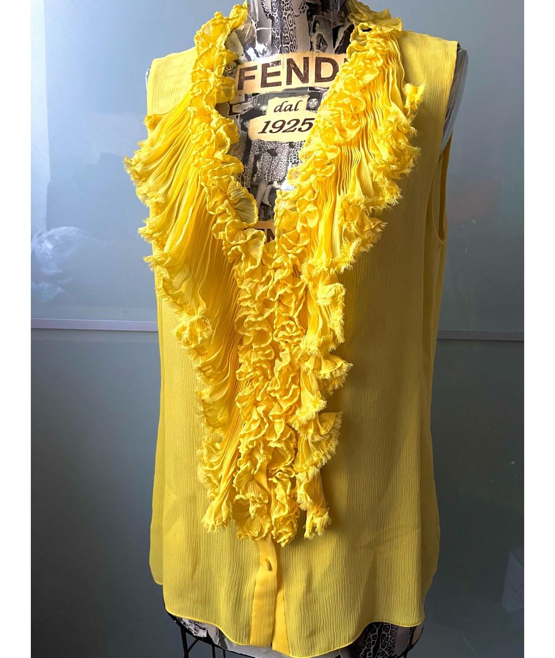 OSCAR DE LA RENTA Желтая шелковая блузы, фото 8