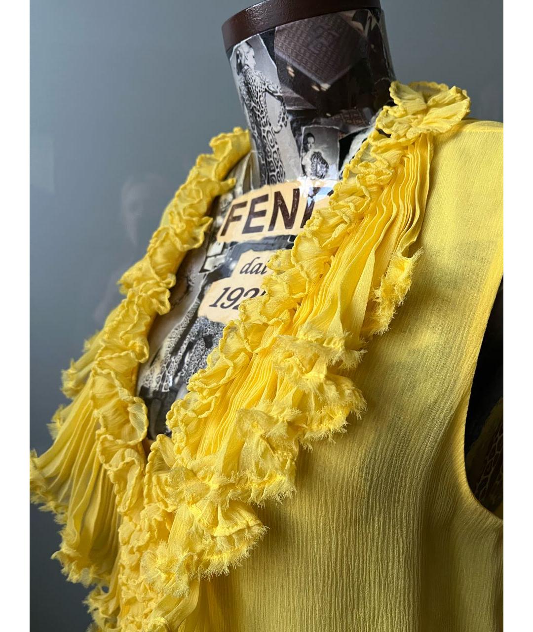 OSCAR DE LA RENTA Желтая шелковая блузы, фото 7
