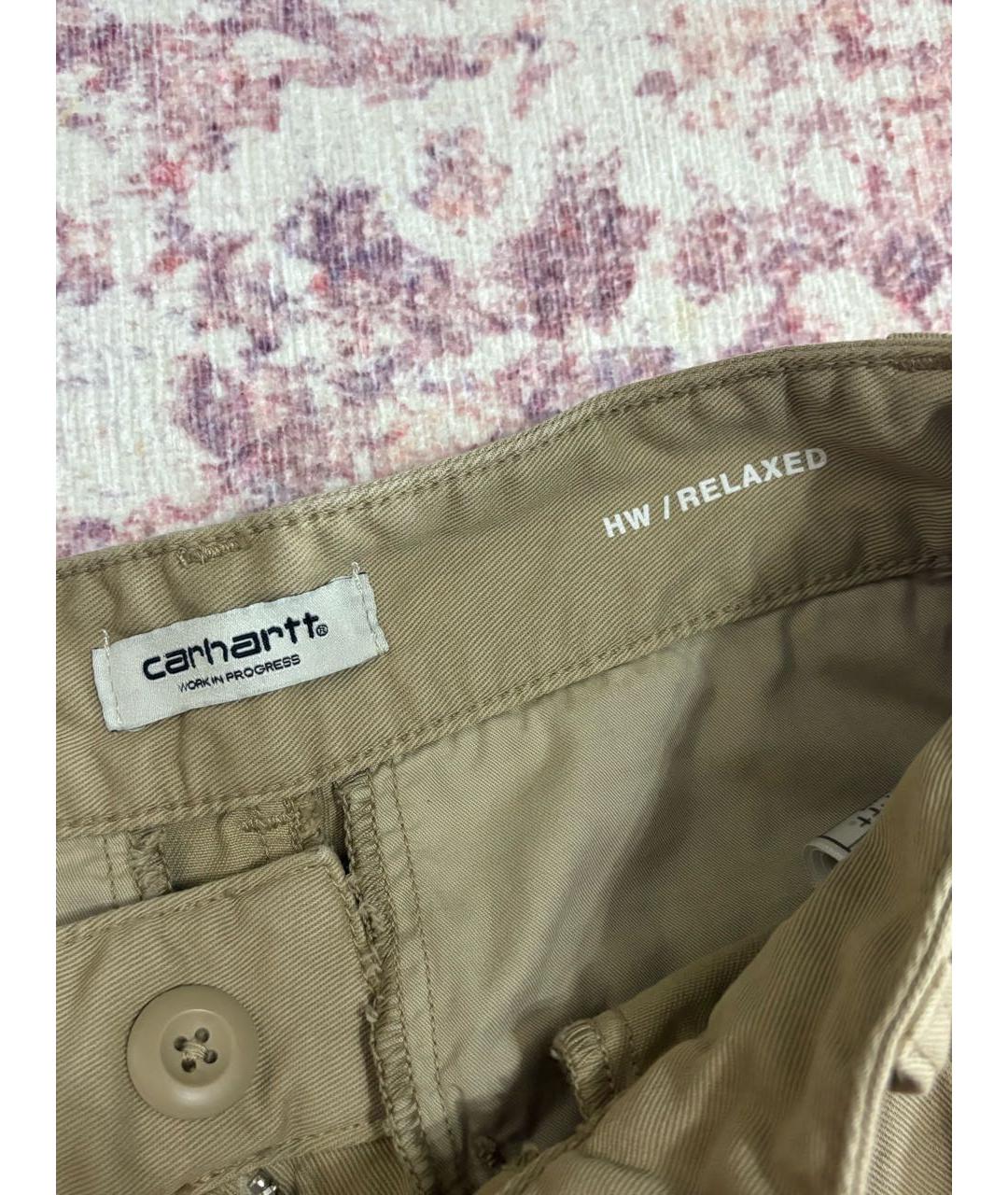 CARHARTT WIP Горчичные хлопковые прямые брюки, фото 3