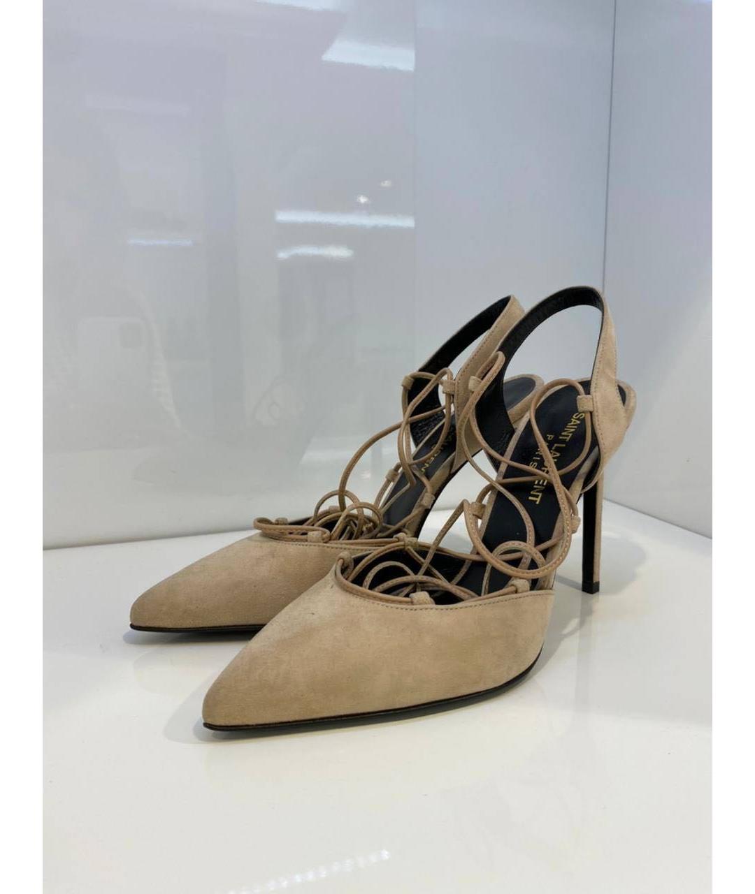SAINT LAURENT Бежевые кожаные туфли, фото 2