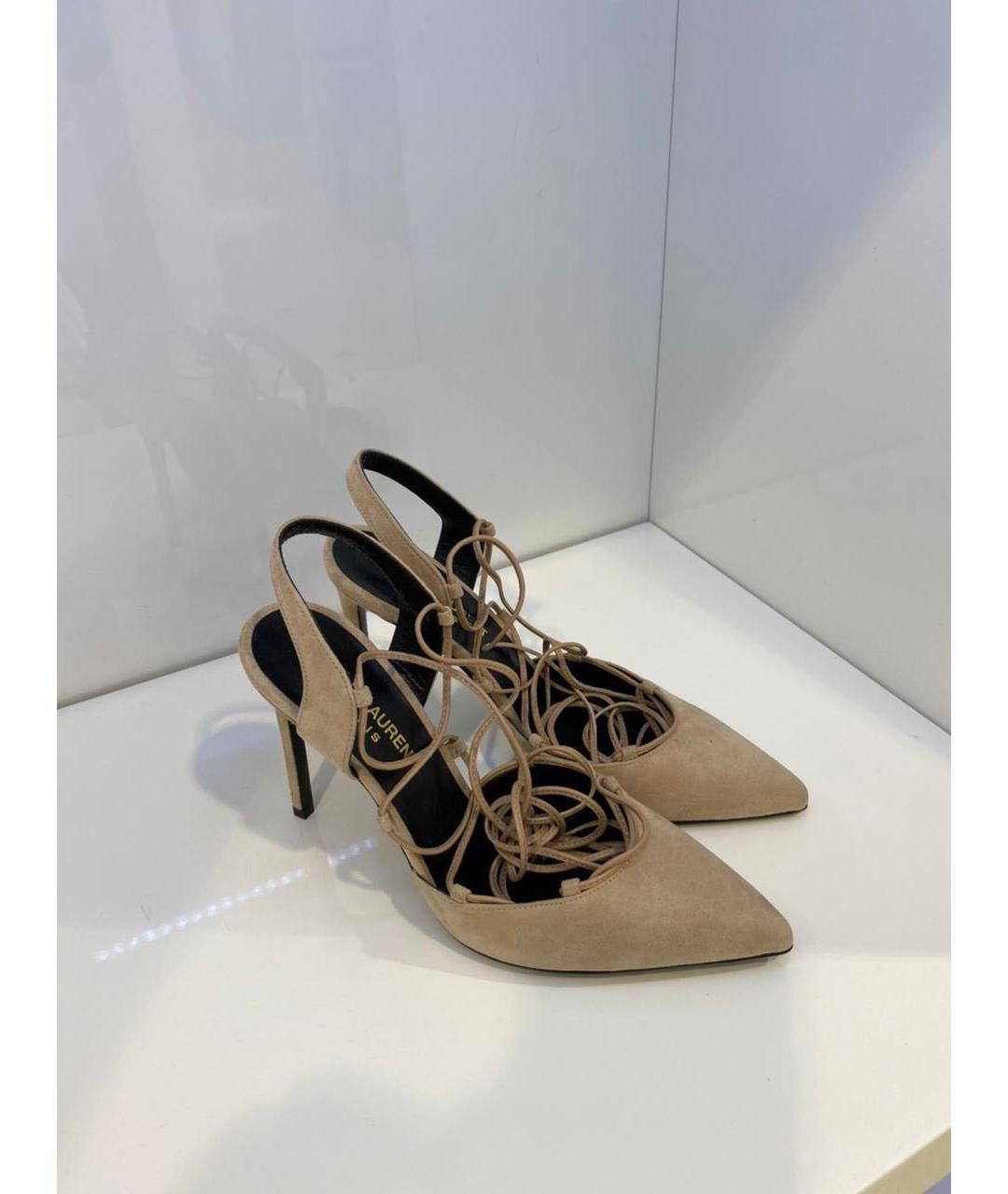 SAINT LAURENT Бежевые кожаные туфли, фото 3