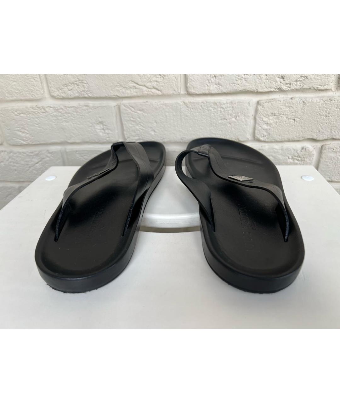 LOUIS VUITTON Черные кожаные шлепанцы, фото 3