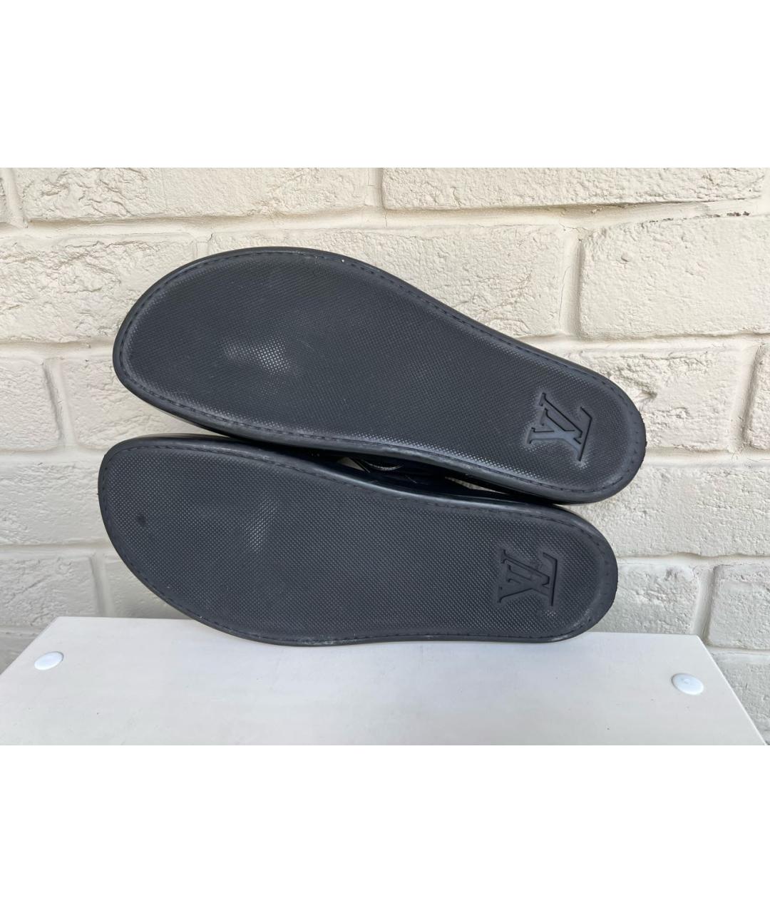 LOUIS VUITTON Черные кожаные шлепанцы, фото 6