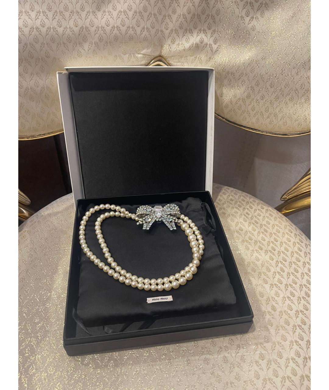 MIU MIU Белое жемчужное колье, фото 4