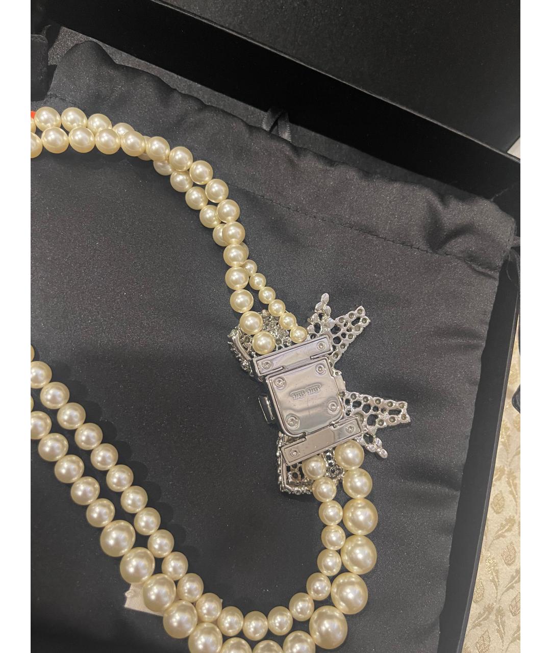 MIU MIU Белое жемчужное колье, фото 2