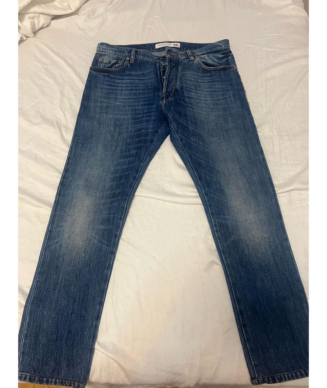 VALENTINO Синие хлопковые прямые джинсы, фото 8