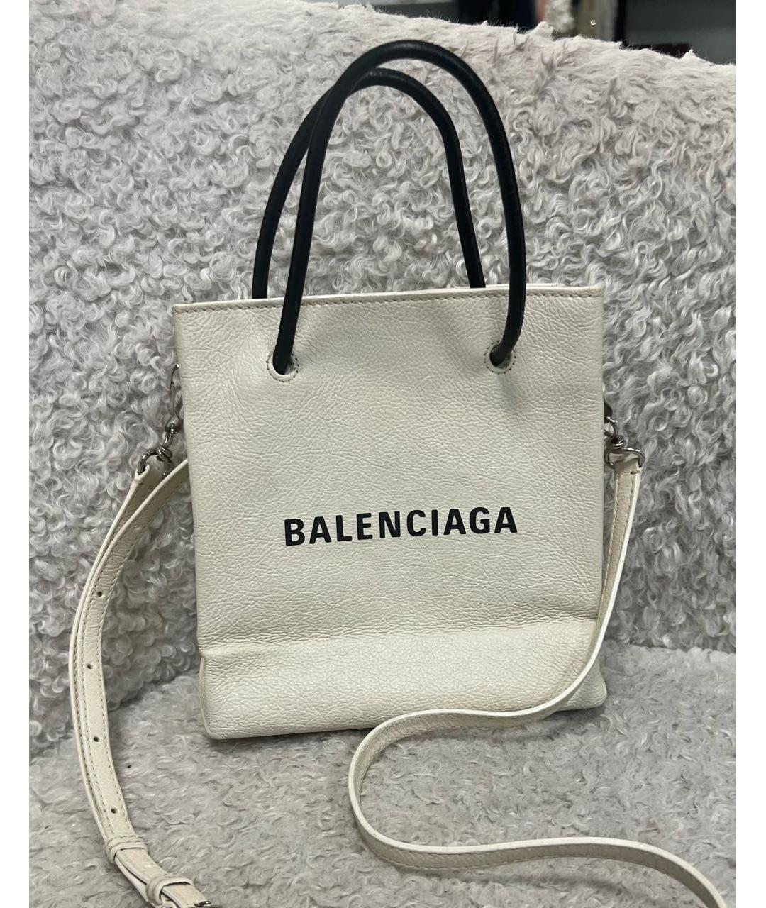 BALENCIAGA Белая кожаная сумка через плечо, фото 5