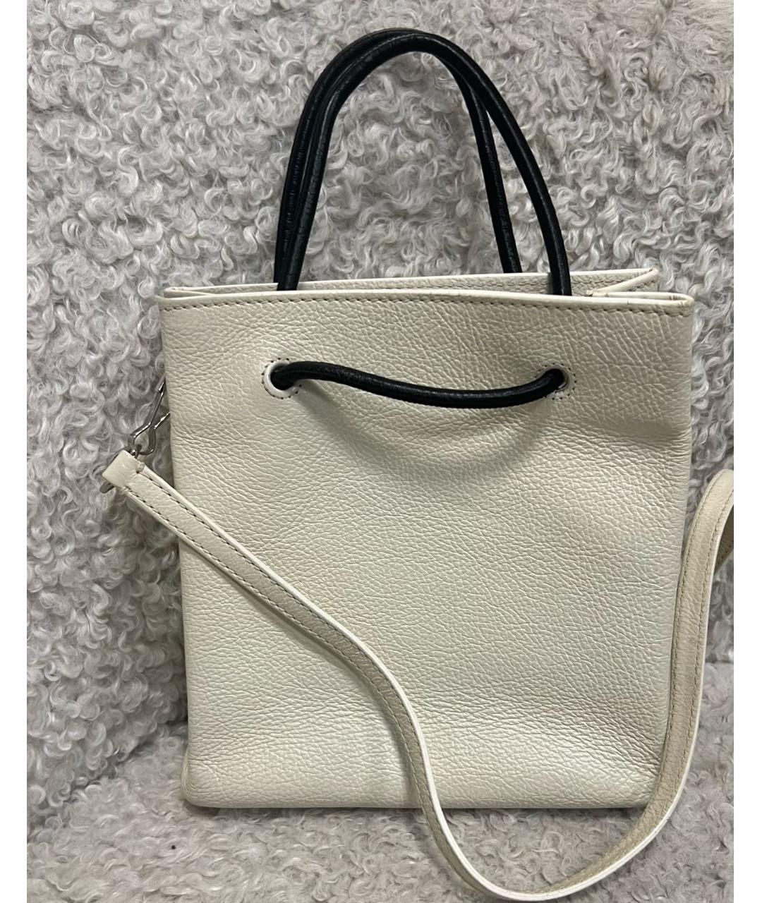 BALENCIAGA Белая кожаная сумка через плечо, фото 3