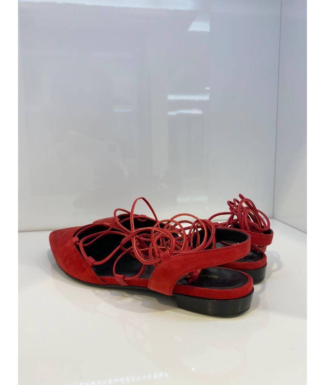 SAINT LAURENT Красные замшевые балетки, фото 4