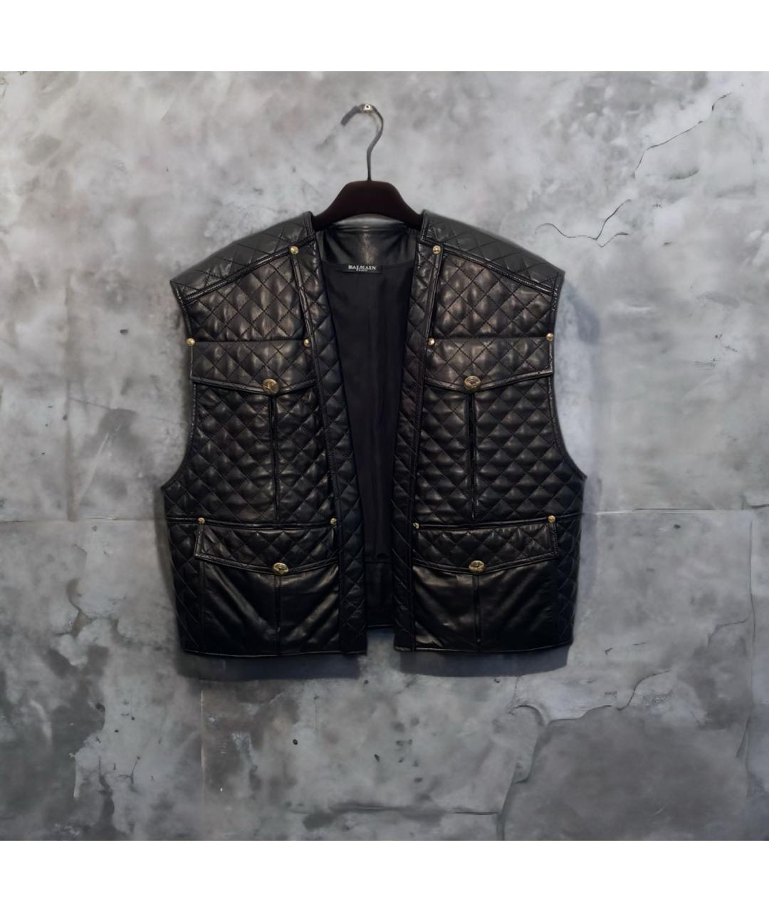 BALMAIN Черный кожаный жилет, фото 8