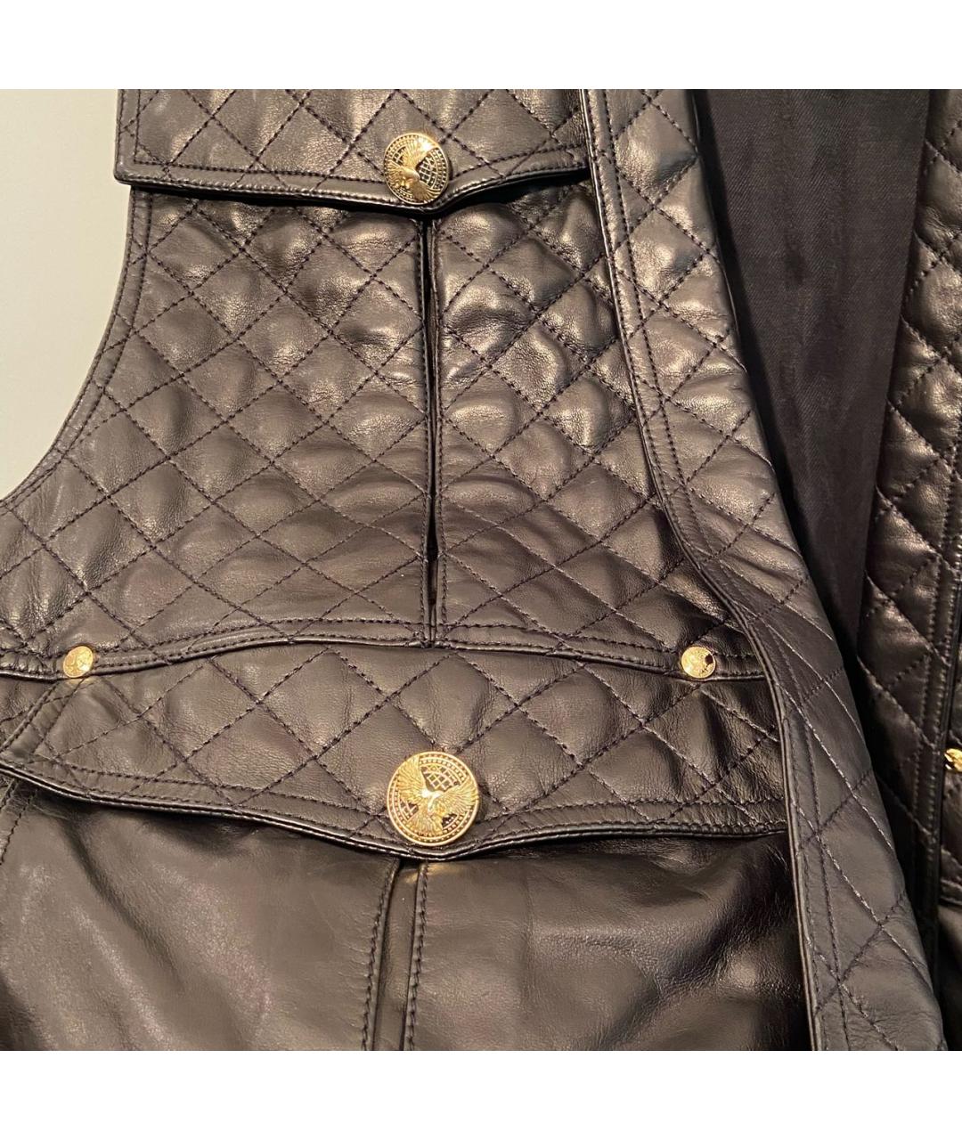 BALMAIN Черный кожаный жилет, фото 3