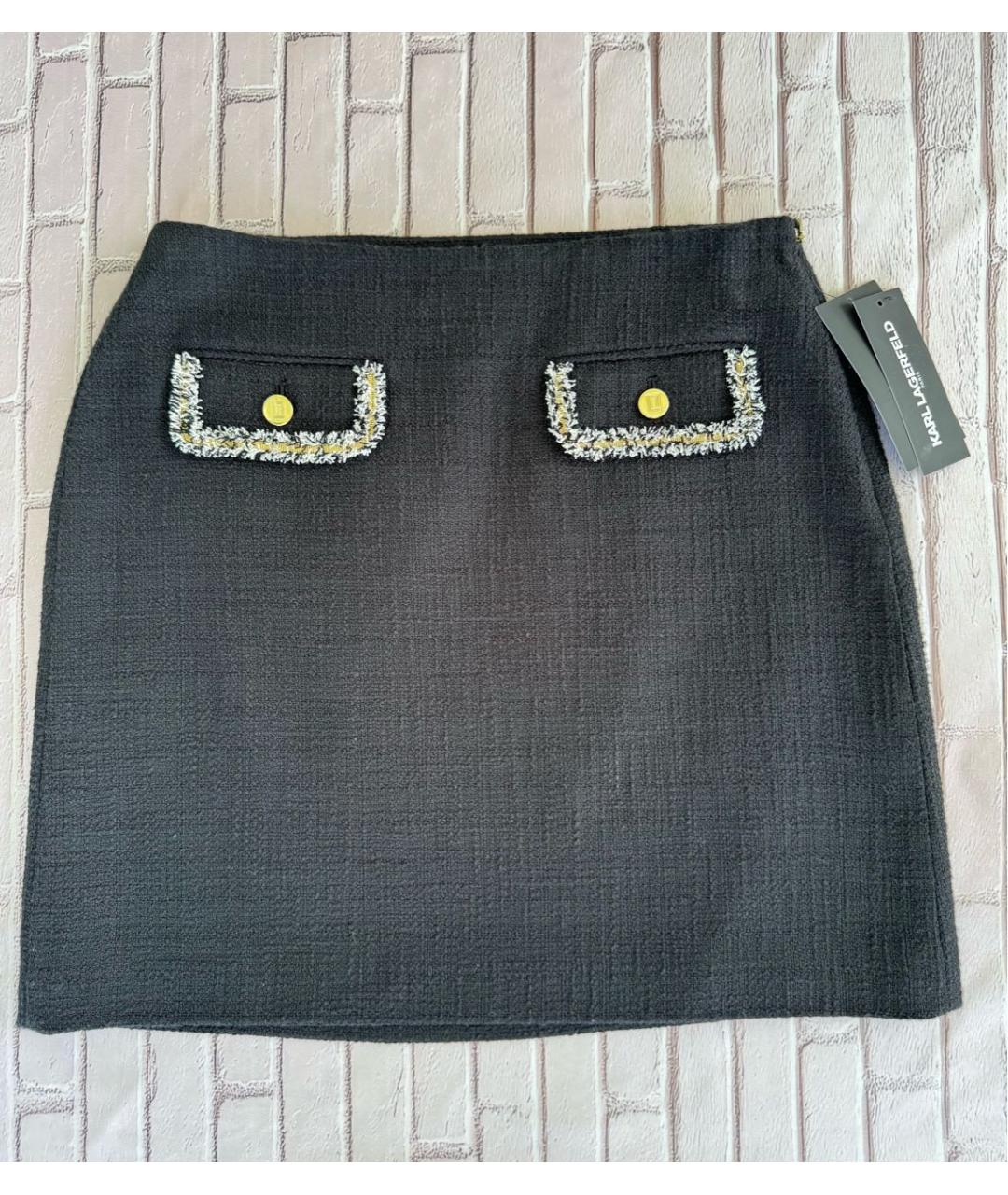 KARL LAGERFELD Черная хлопковая юбка мини, фото 9