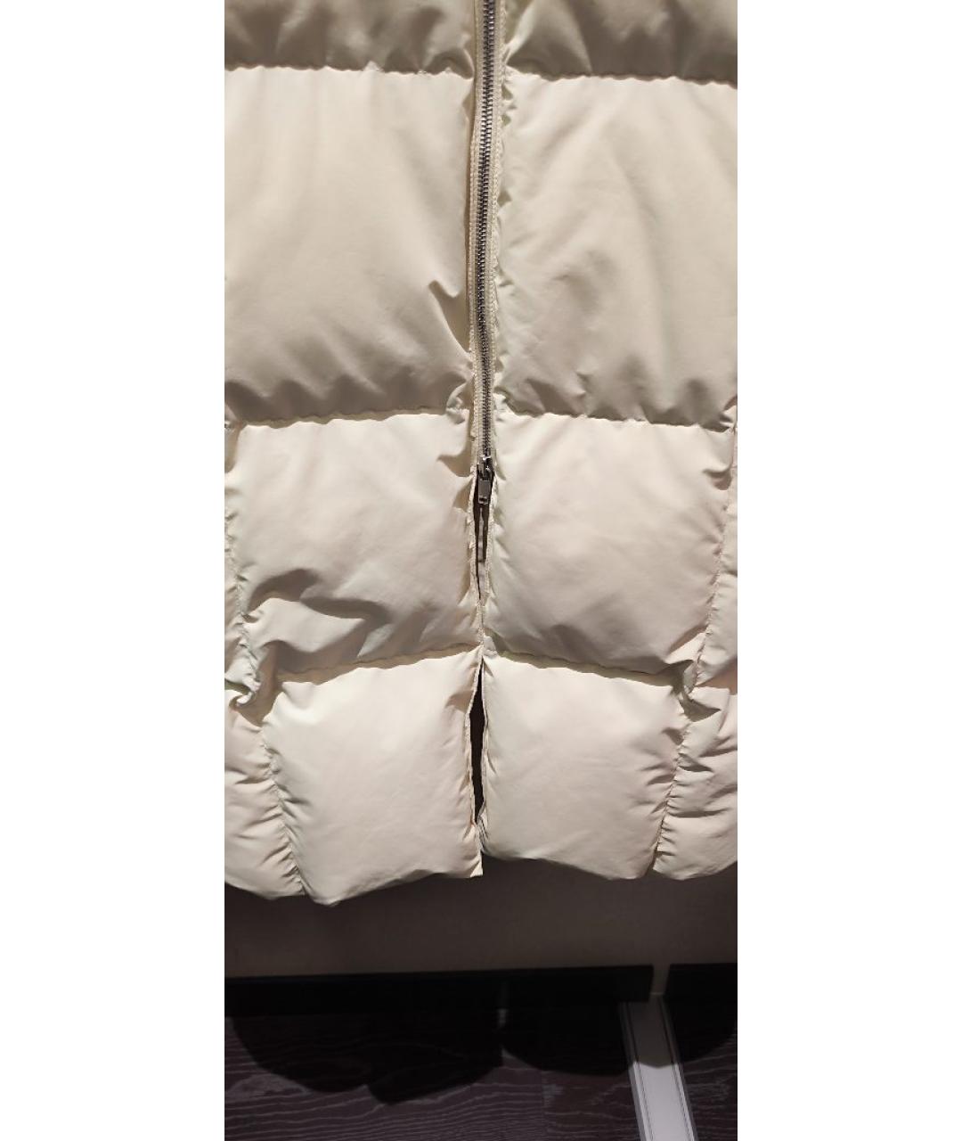 JIL SANDER Бежевый полиэстеровый пуховик, фото 4