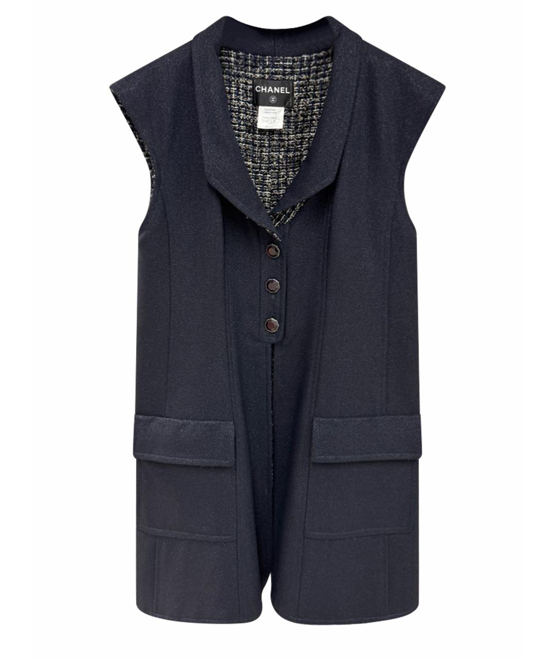 CHANEL Антрацитовый шерстяной жилет, фото 1