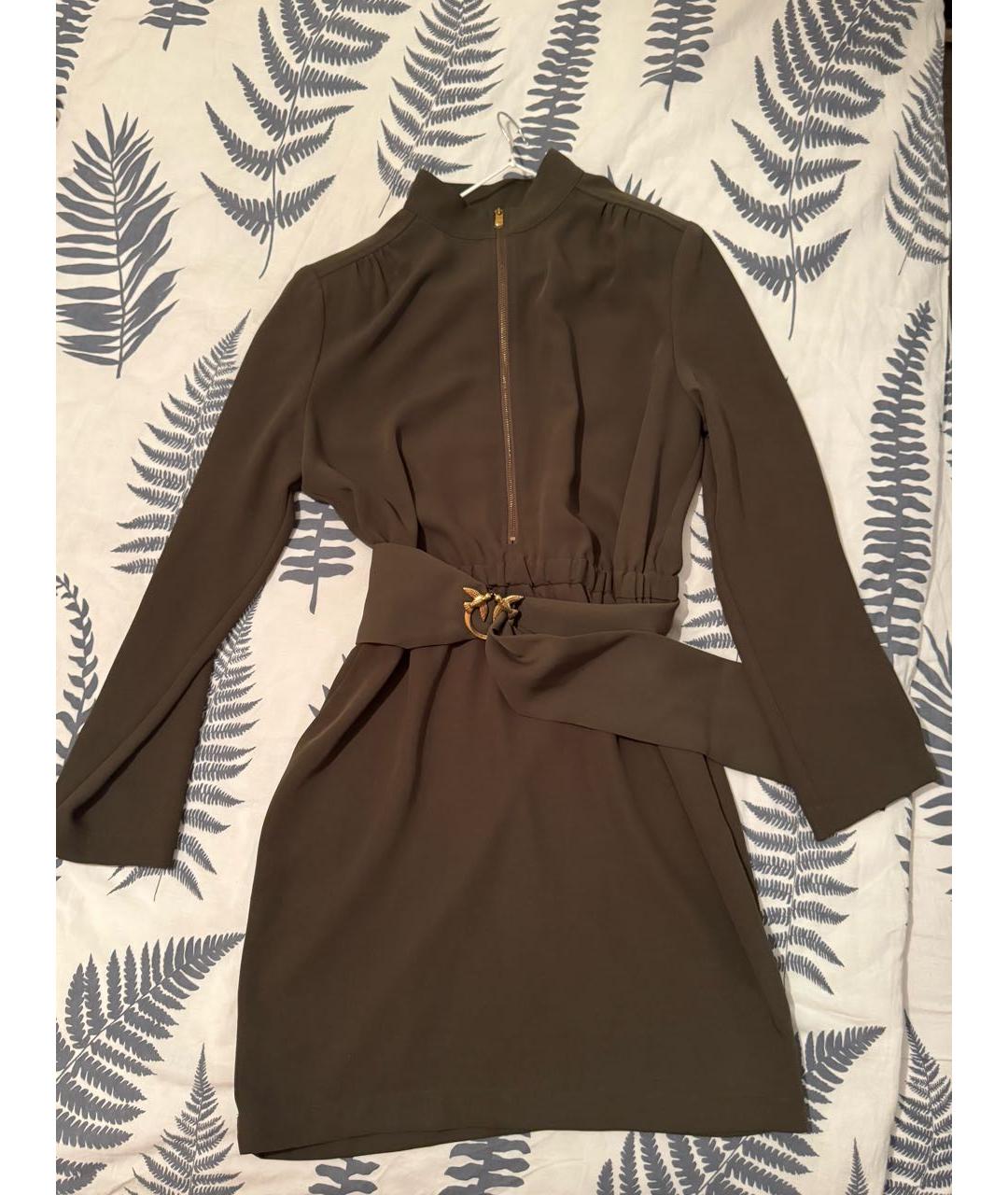 PINKO Хаки полиэстеровое повседневное платье, фото 3