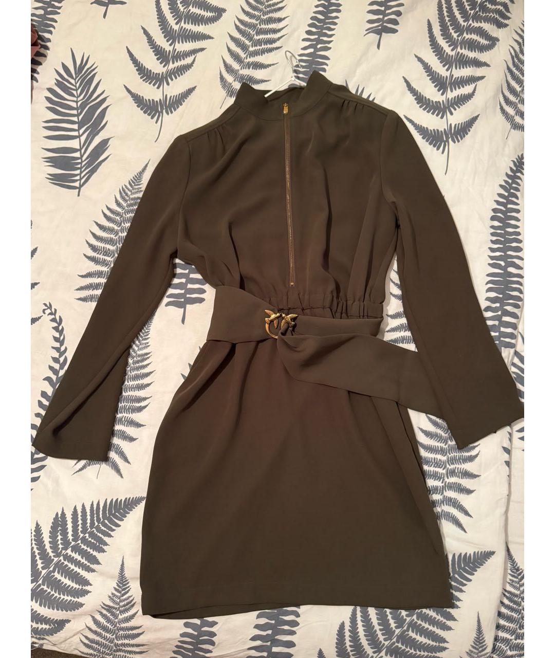 PINKO Хаки полиэстеровое повседневное платье, фото 7