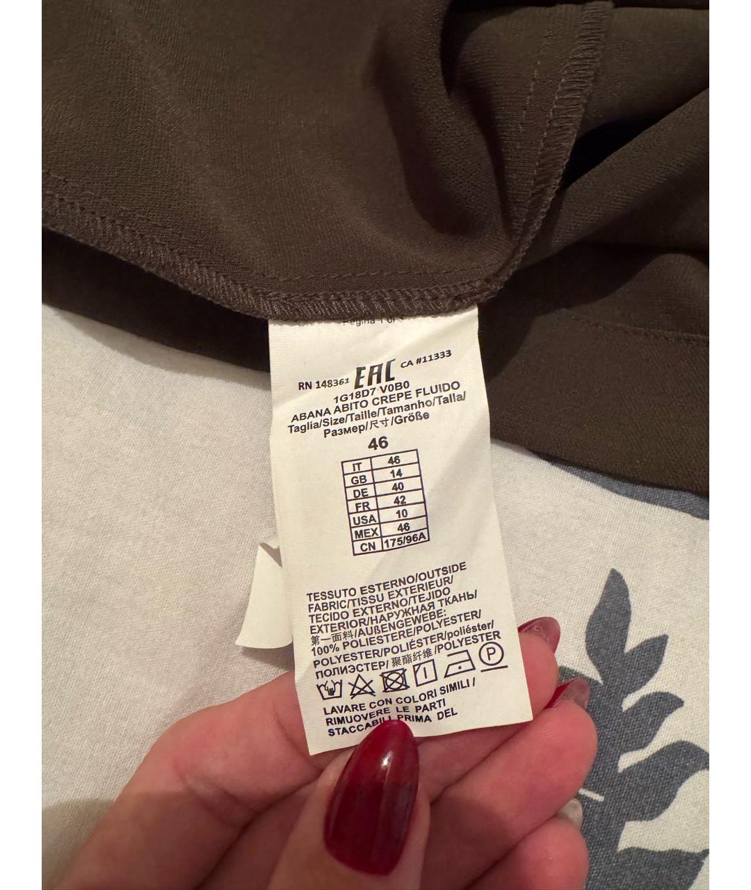 PINKO Хаки полиэстеровое повседневное платье, фото 6