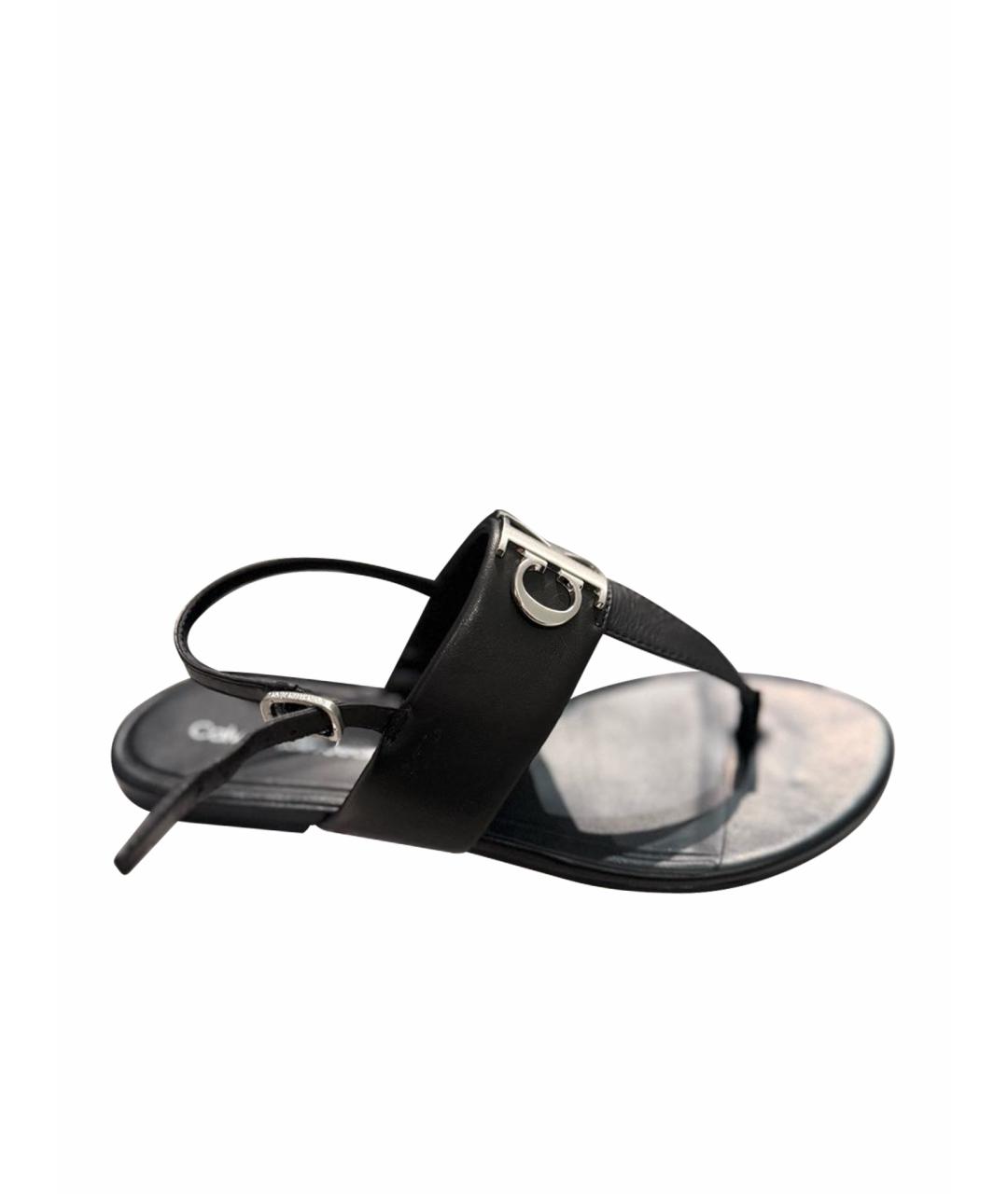CALVIN KLEIN Черные кожаные сандалии, фото 1