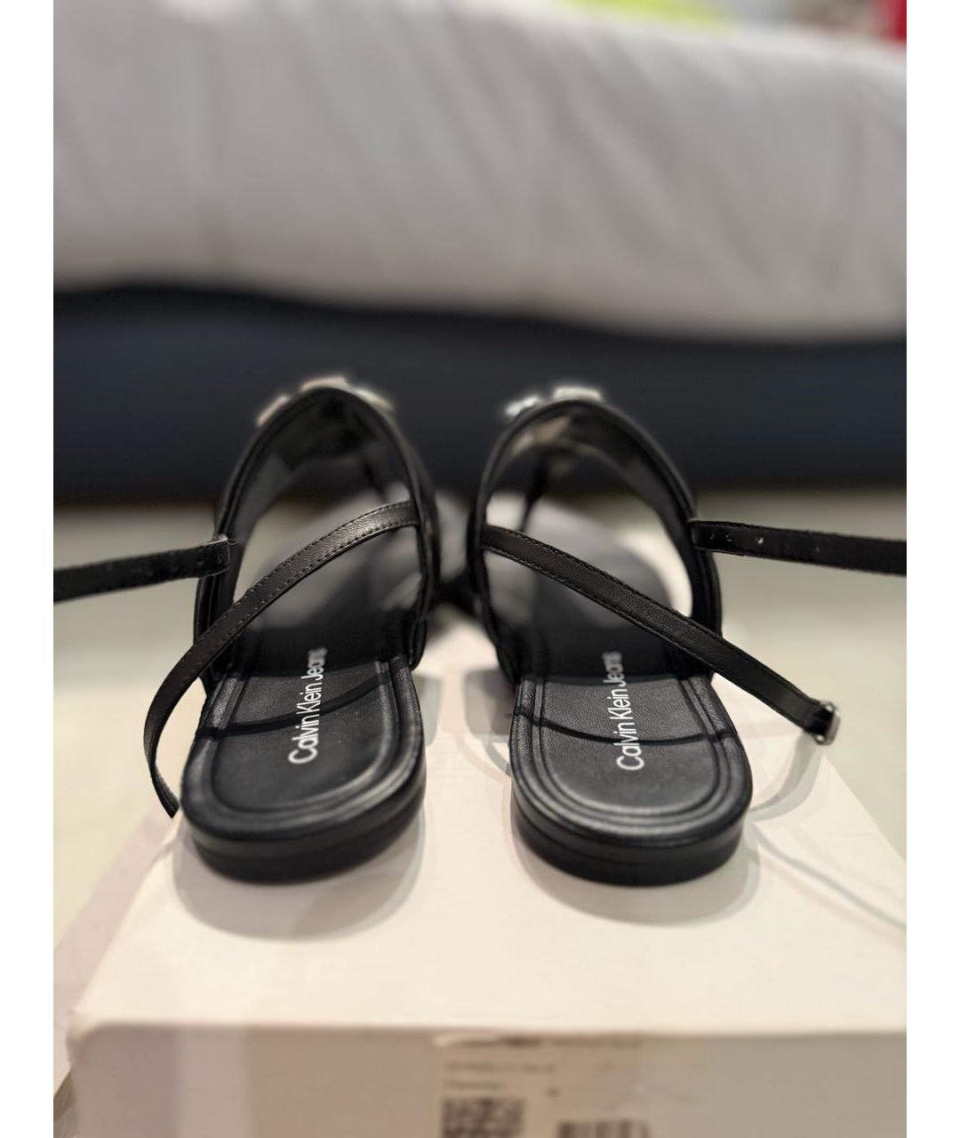 CALVIN KLEIN Черные кожаные сандалии, фото 4