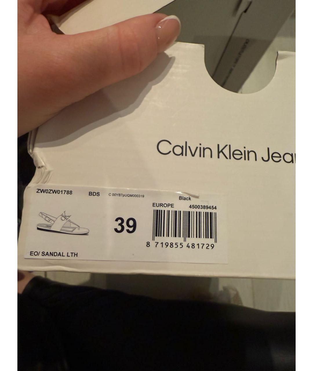 CALVIN KLEIN Черные кожаные сандалии, фото 6