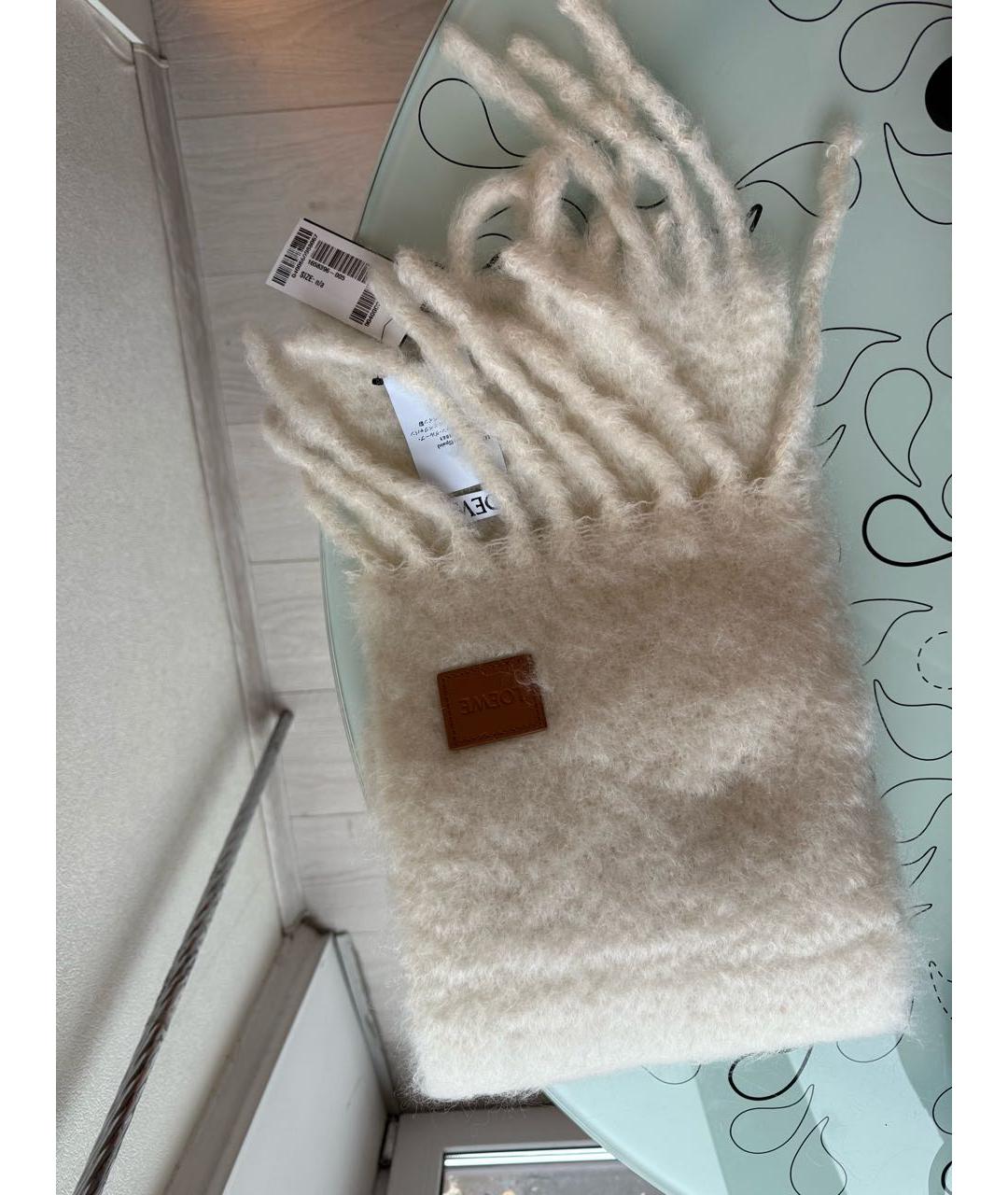 LOEWE Бежевый шерстяной шарф, фото 6