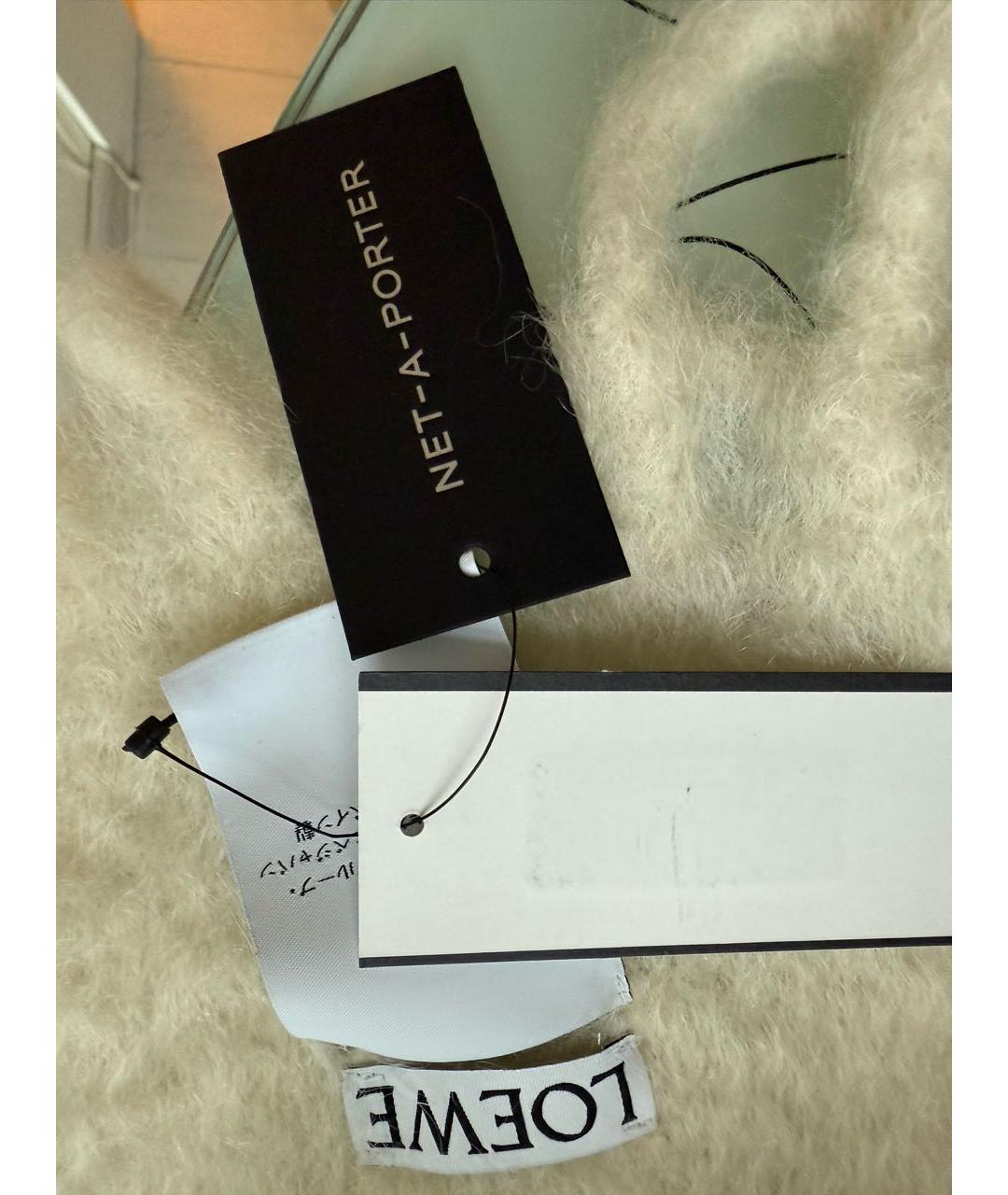 LOEWE Бежевый шерстяной шарф, фото 4