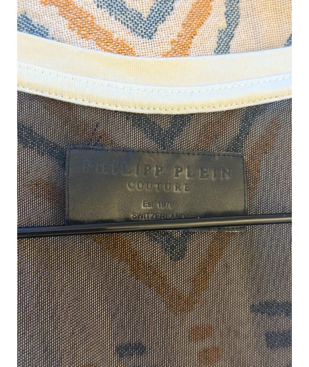 PHILIPP PLEIN Белая хлопко-эластановая футболка, фото 3