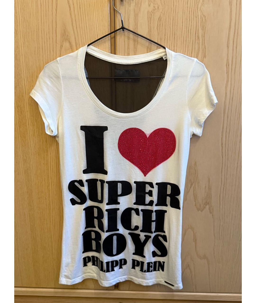 PHILIPP PLEIN Белая хлопко-эластановая футболка, фото 6