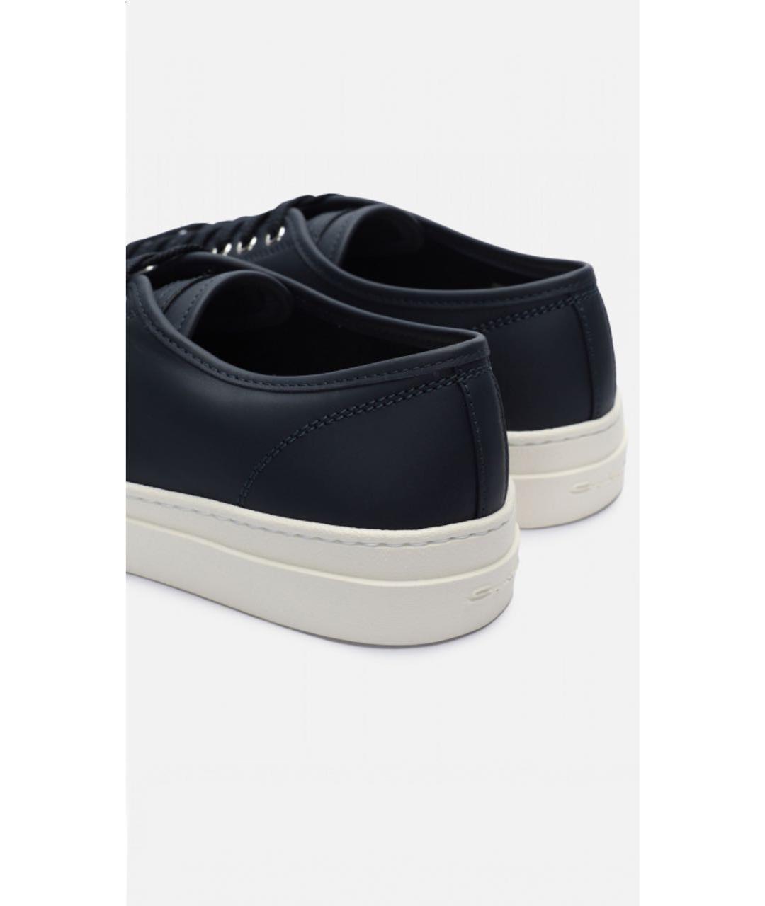 SANTONI Синие кожаные низкие кроссовки / кеды, фото 2