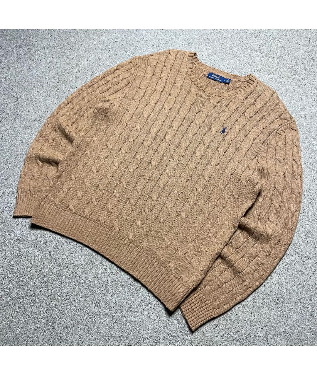 POLO RALPH LAUREN Бежевый хлопковый джемпер / свитер, фото 2