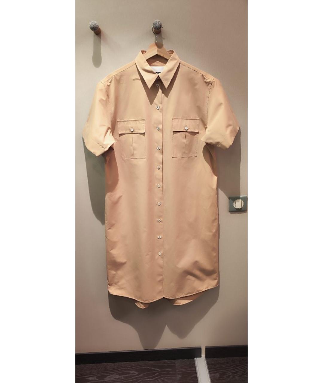 JIL SANDER Бежевое хлопковое повседневное платье, фото 6