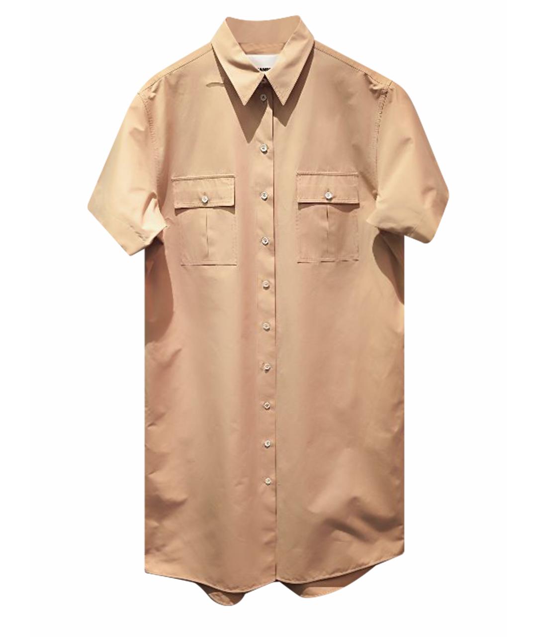 JIL SANDER Бежевое хлопковое повседневное платье, фото 1