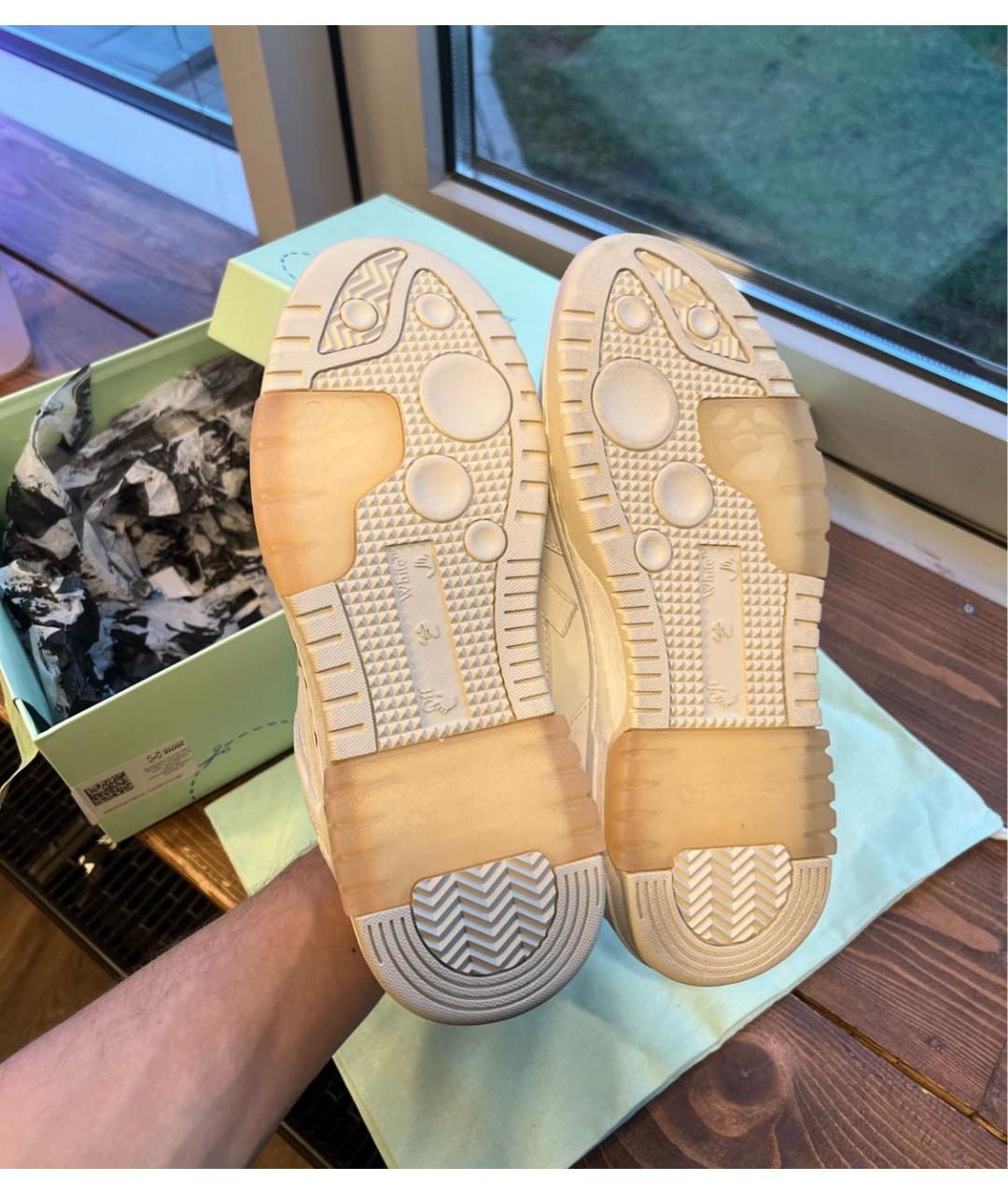 OFF-WHITE Белые кожаные кроссовки, фото 7