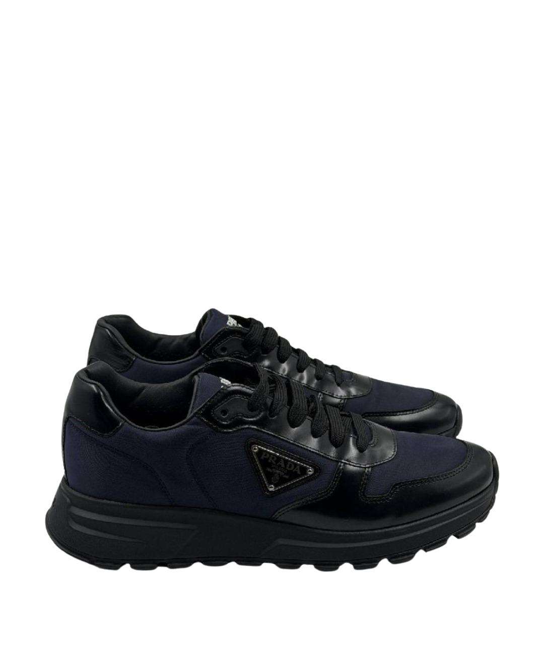 PRADA Темно-синие текстильные низкие кроссовки / кеды, фото 7