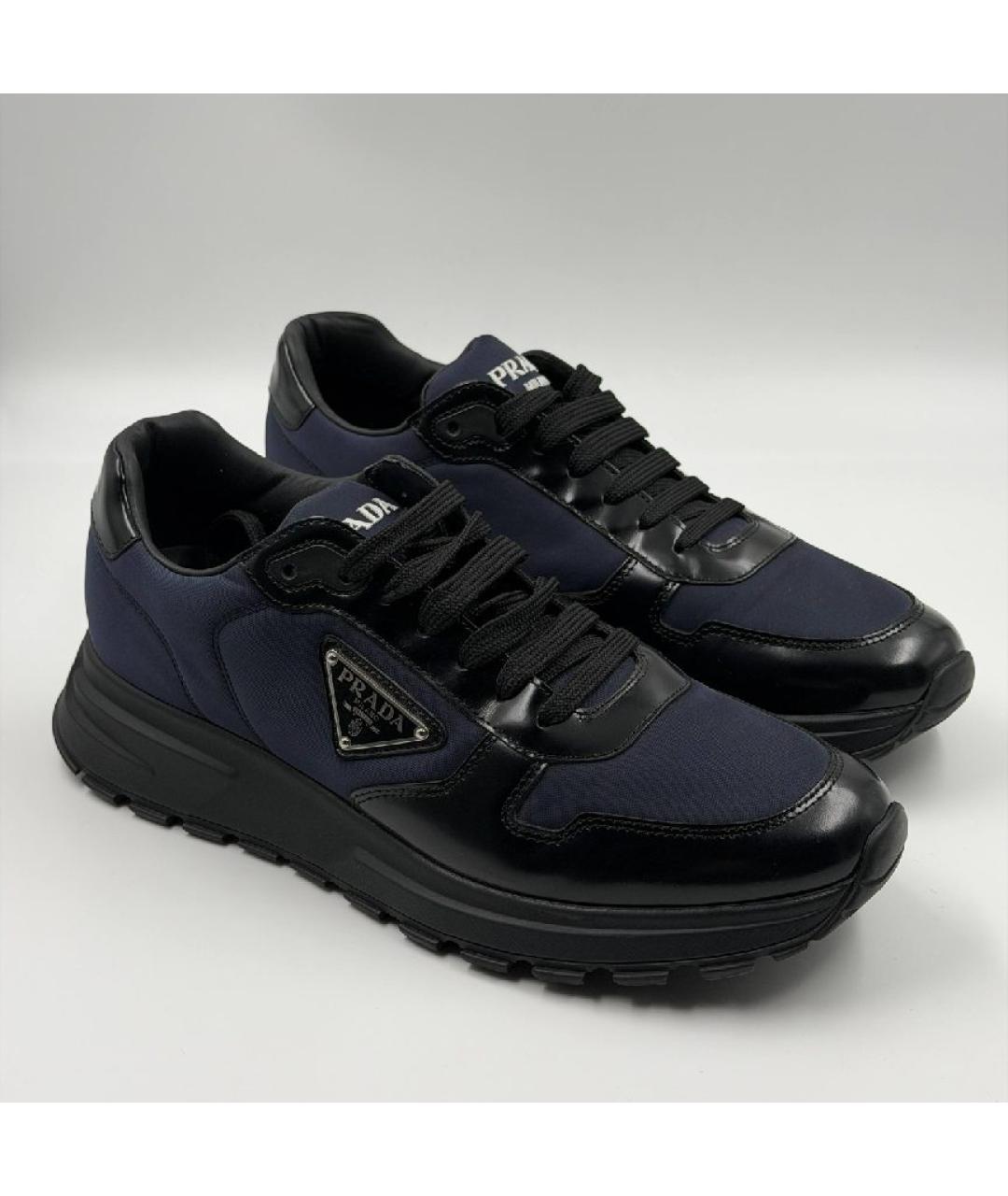 PRADA Темно-синие текстильные низкие кроссовки / кеды, фото 2