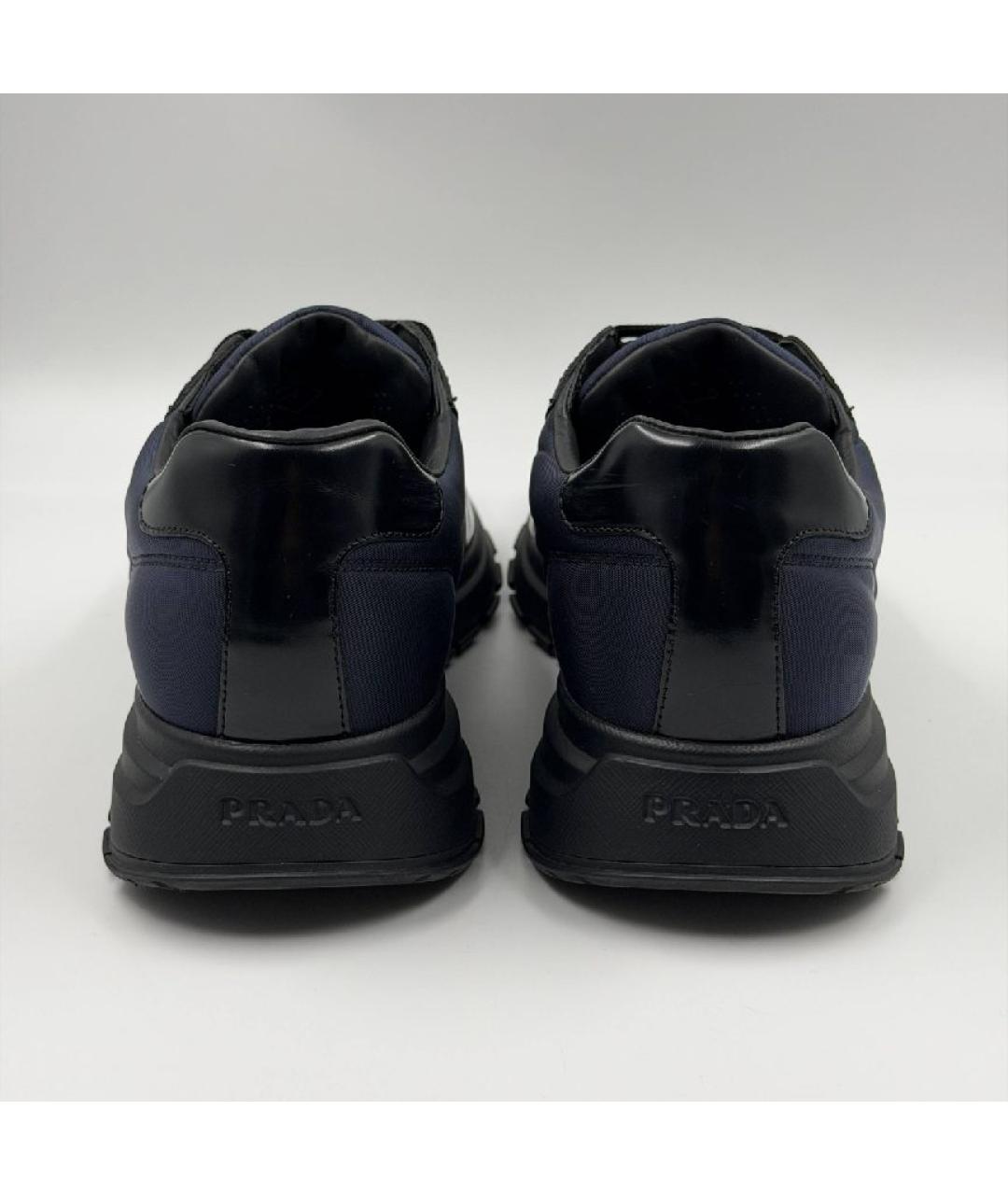 PRADA Темно-синие текстильные низкие кроссовки / кеды, фото 5