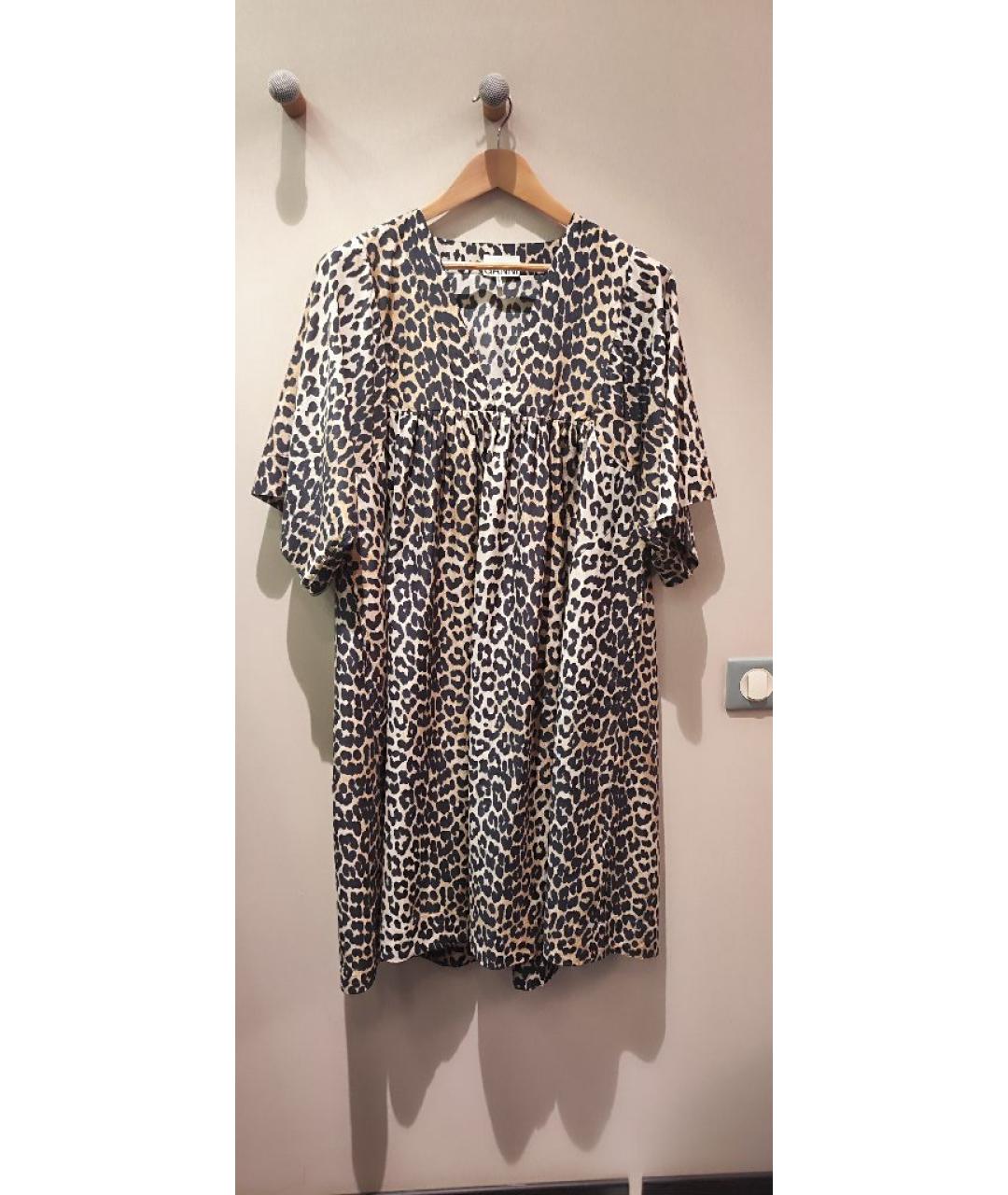 GANNI Коричневое хлопковое повседневное платье, фото 6