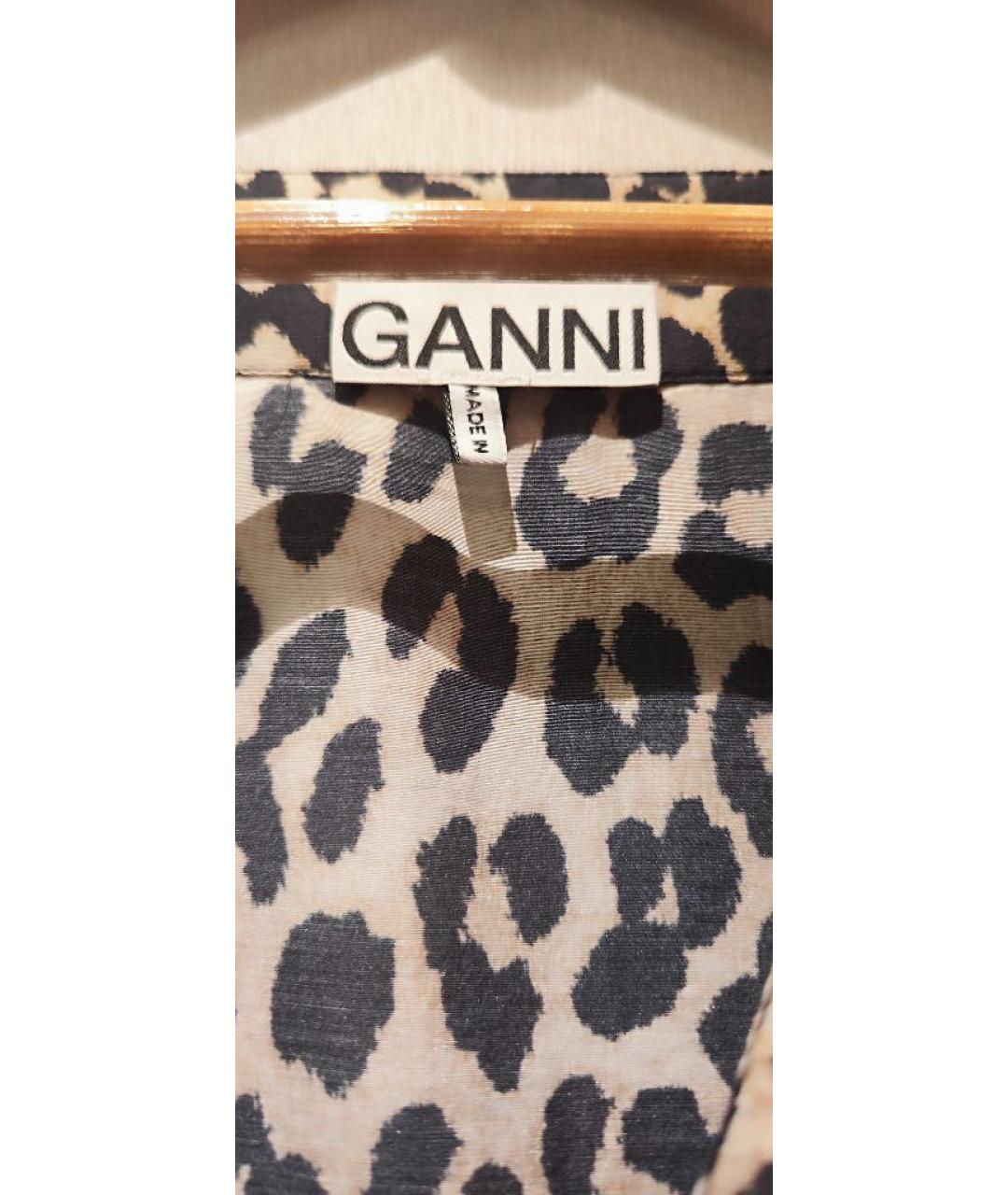 GANNI Коричневое хлопковое повседневное платье, фото 3