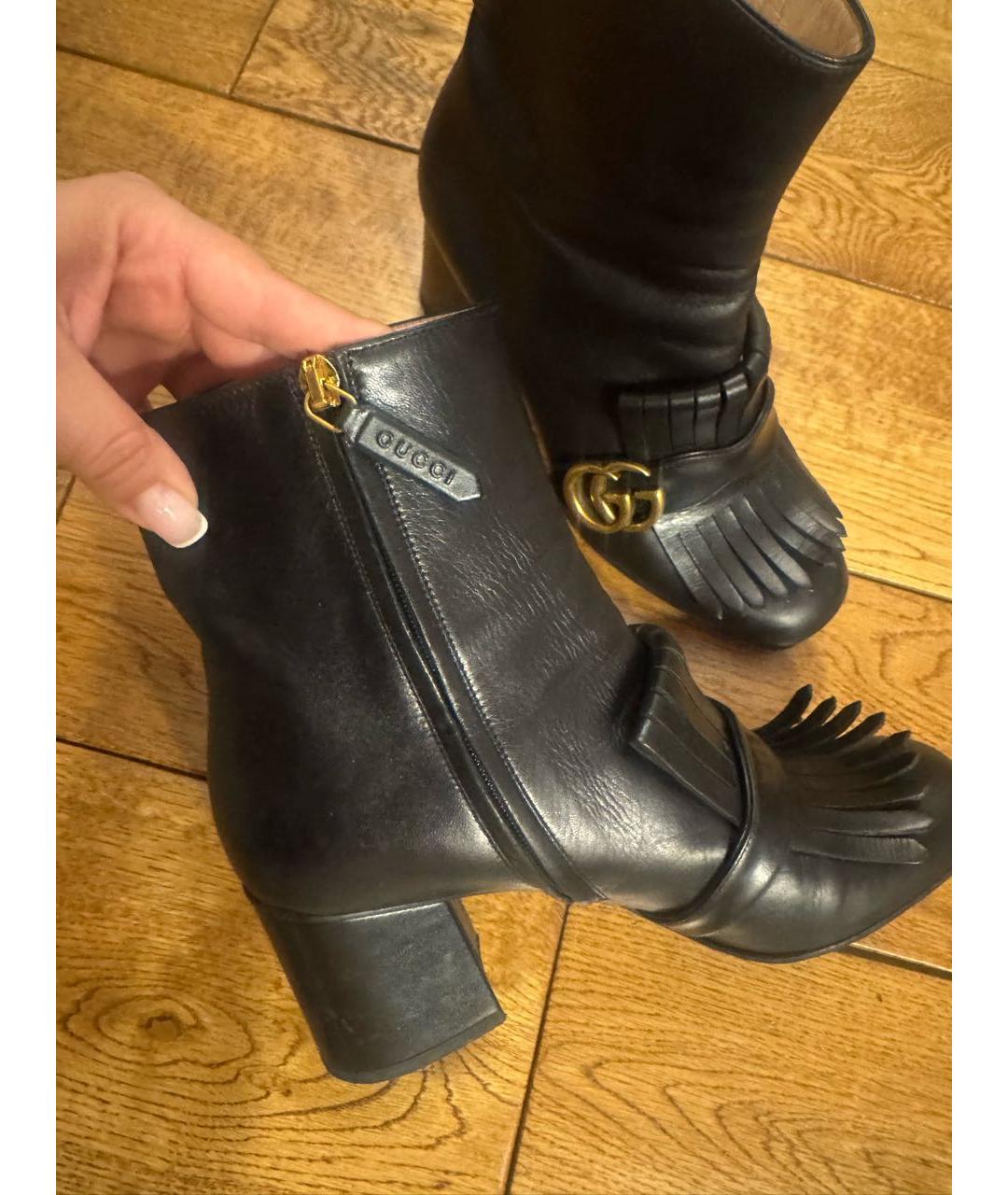 GUCCI Черные кожаные ботильоны, фото 6