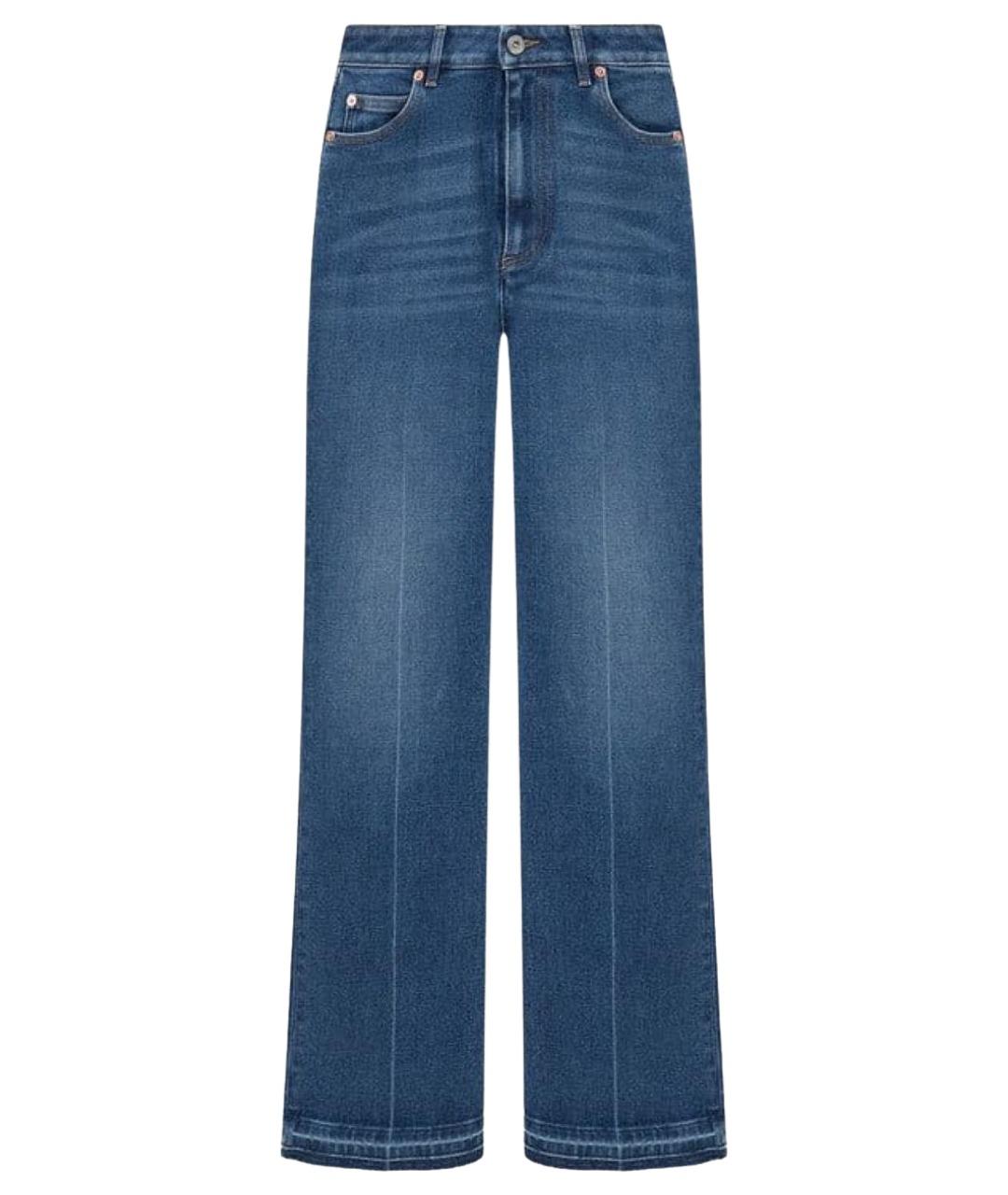 VALENTINO Синие хлопко-эластановые прямые джинсы, фото 1