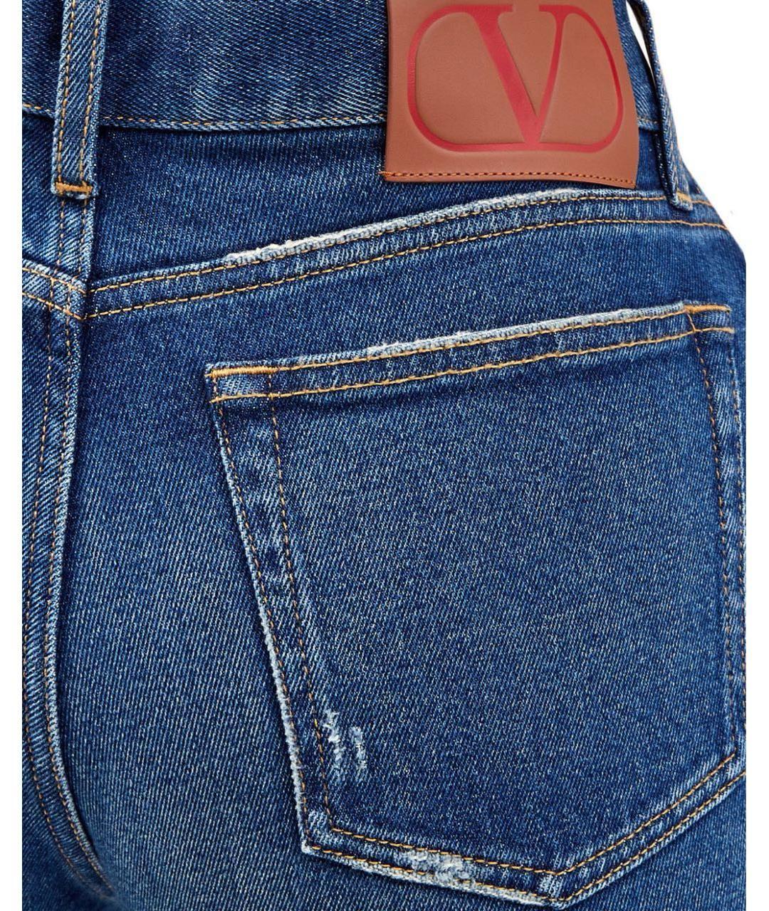 VALENTINO Синие хлопко-эластановые прямые джинсы, фото 3