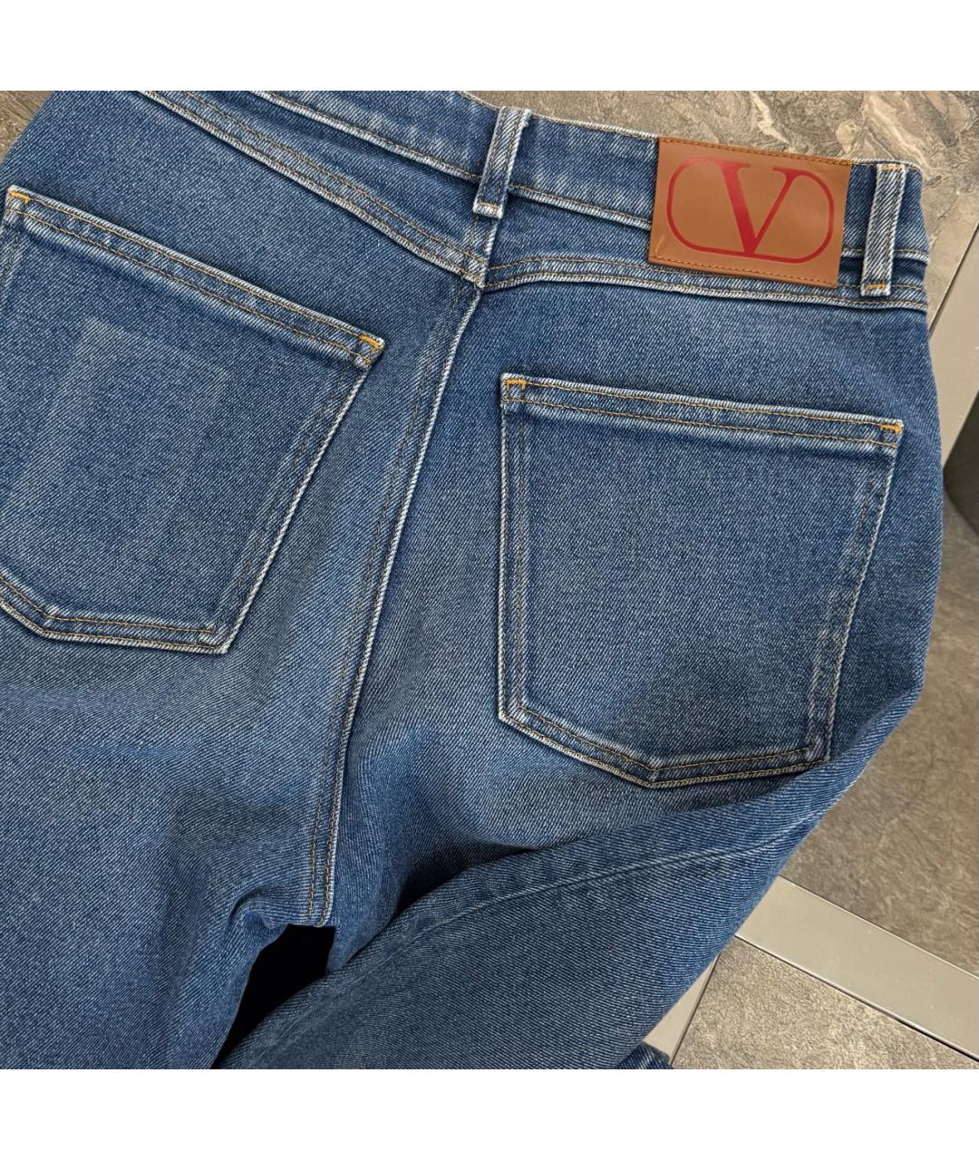 VALENTINO Синие хлопко-эластановые прямые джинсы, фото 4
